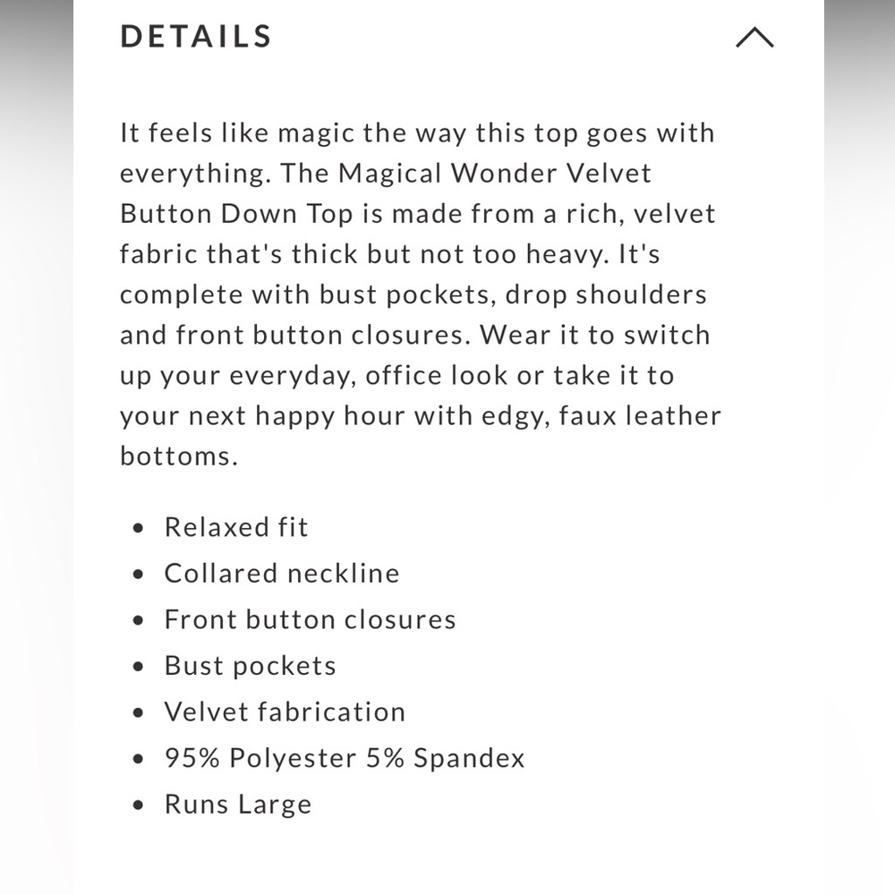 Velvet Button Down Top - image 5